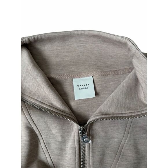 NWOT VARLEY Set Double Soft The Wide Leg Pant 28" Hawley Half Zip Sweat XL Taupe - Picture 5 of 16